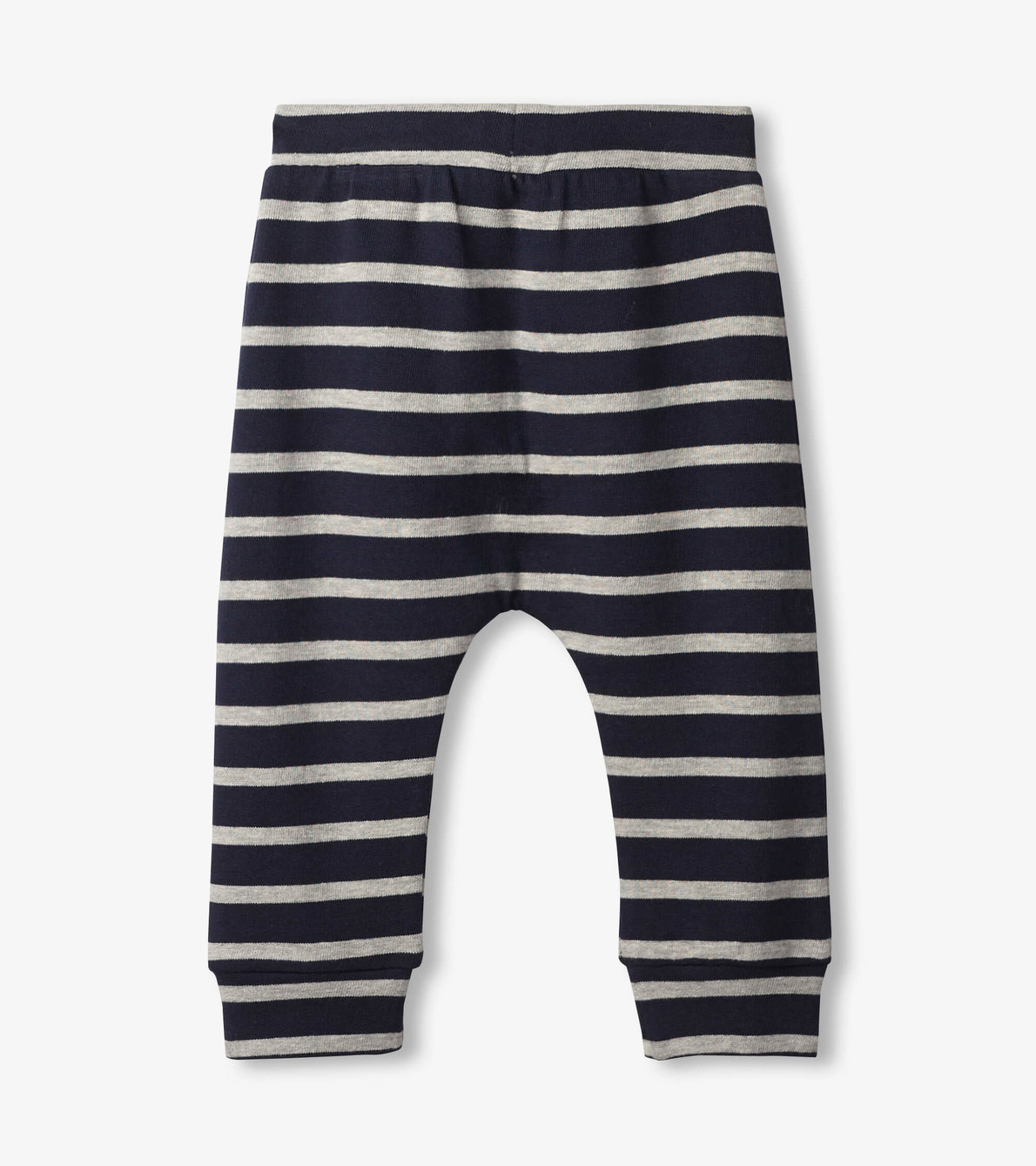 Agrandir l'image de Pantalon à entrejambe bas pour bébé – Rayures bleu marine et grises