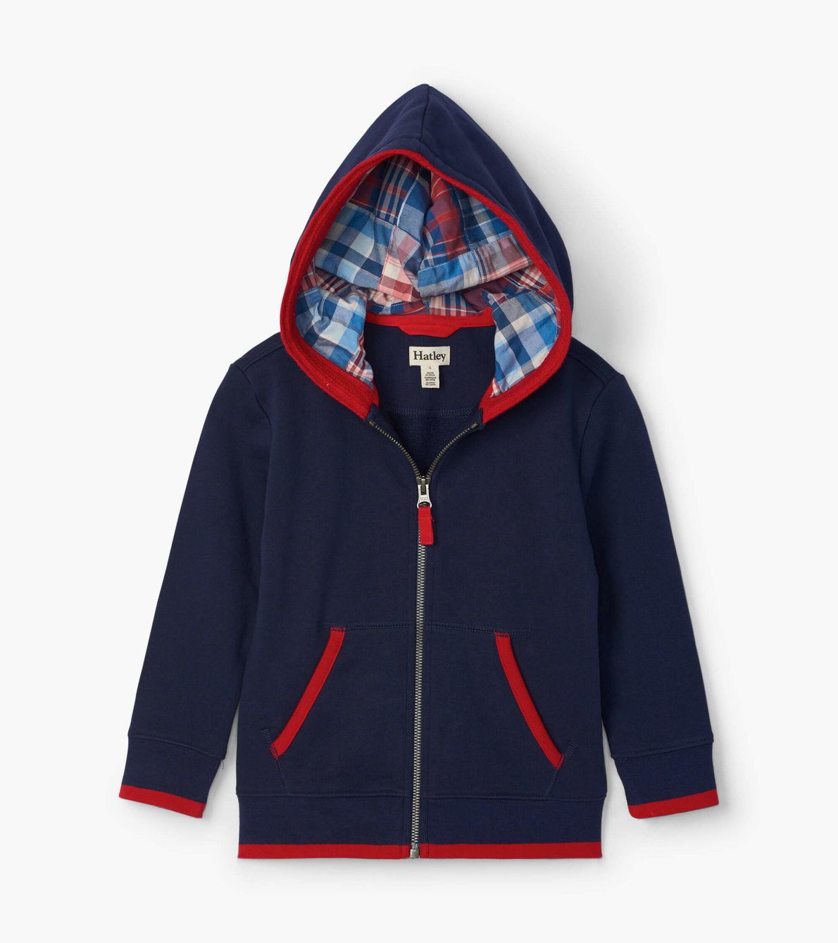 View larger image of Navy Madras Plaid Hoodie