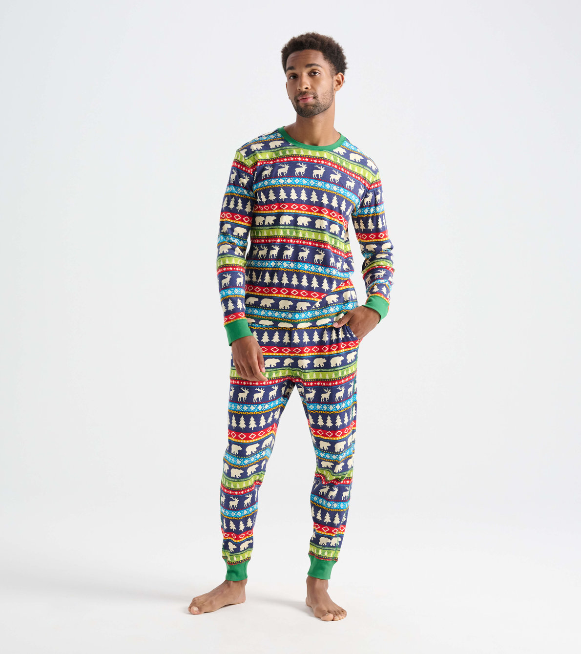 Agrandir l'image de Pyjama pour homme – Motif Fair Isle bleu marine