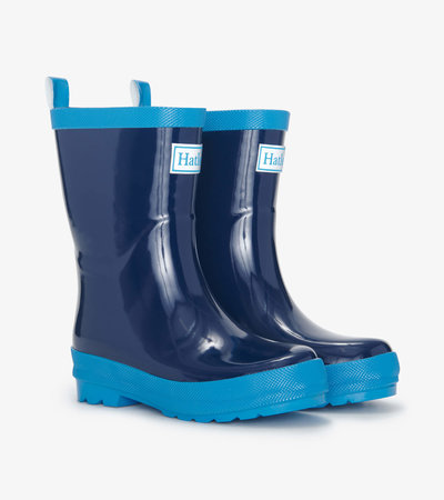 Navy Shiny Rain Boots