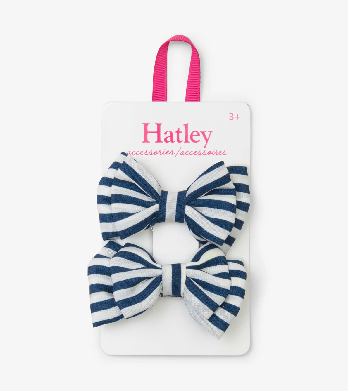 View larger image of Navy Stripe Bows Hair Clips