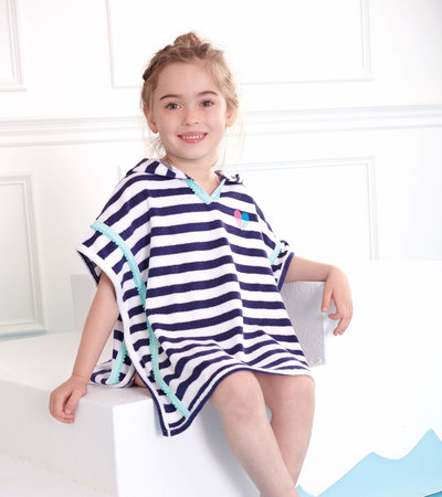 Navy Stripes Hooded Terry Cover Up