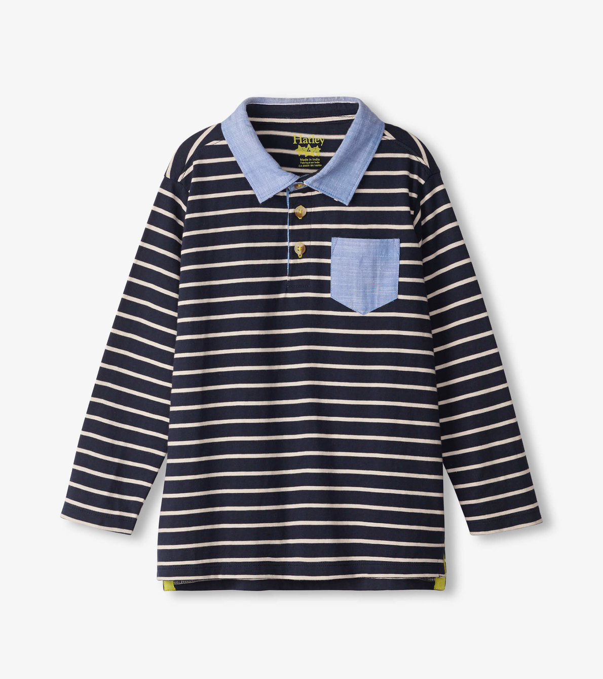 View larger image of Navy Stripes Long Sleeve Polo Tee