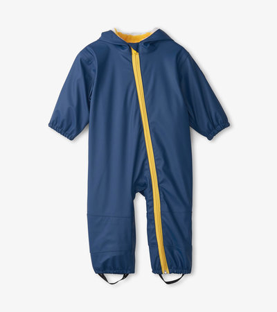 Navy Terry Lined Baby Rain Suit