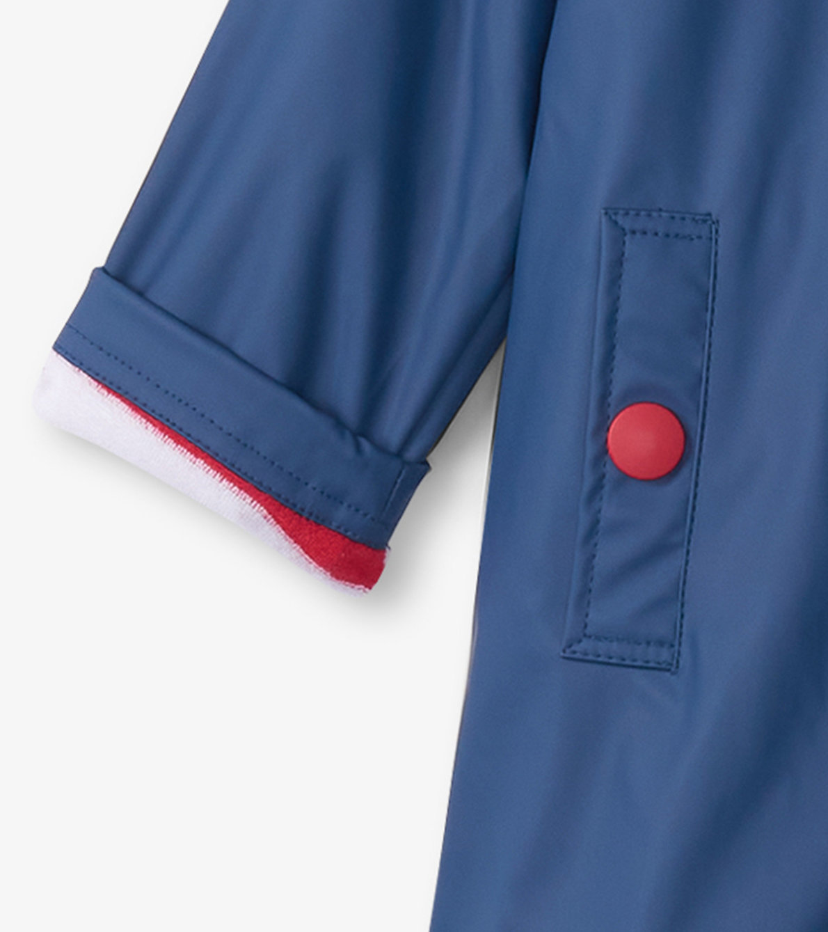 Agrandir l'image de Manteau de pluie pour enfant – Bleu marine et rayures rouges