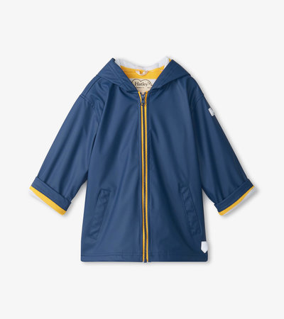 Kids Navy Zip-Up Rain Jacket