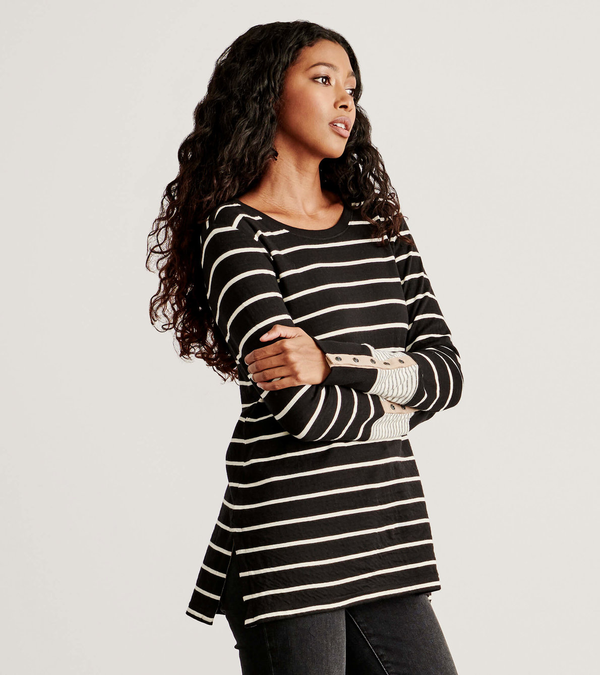 View larger image of Noelle Tunic - Black and Cream Stripes
