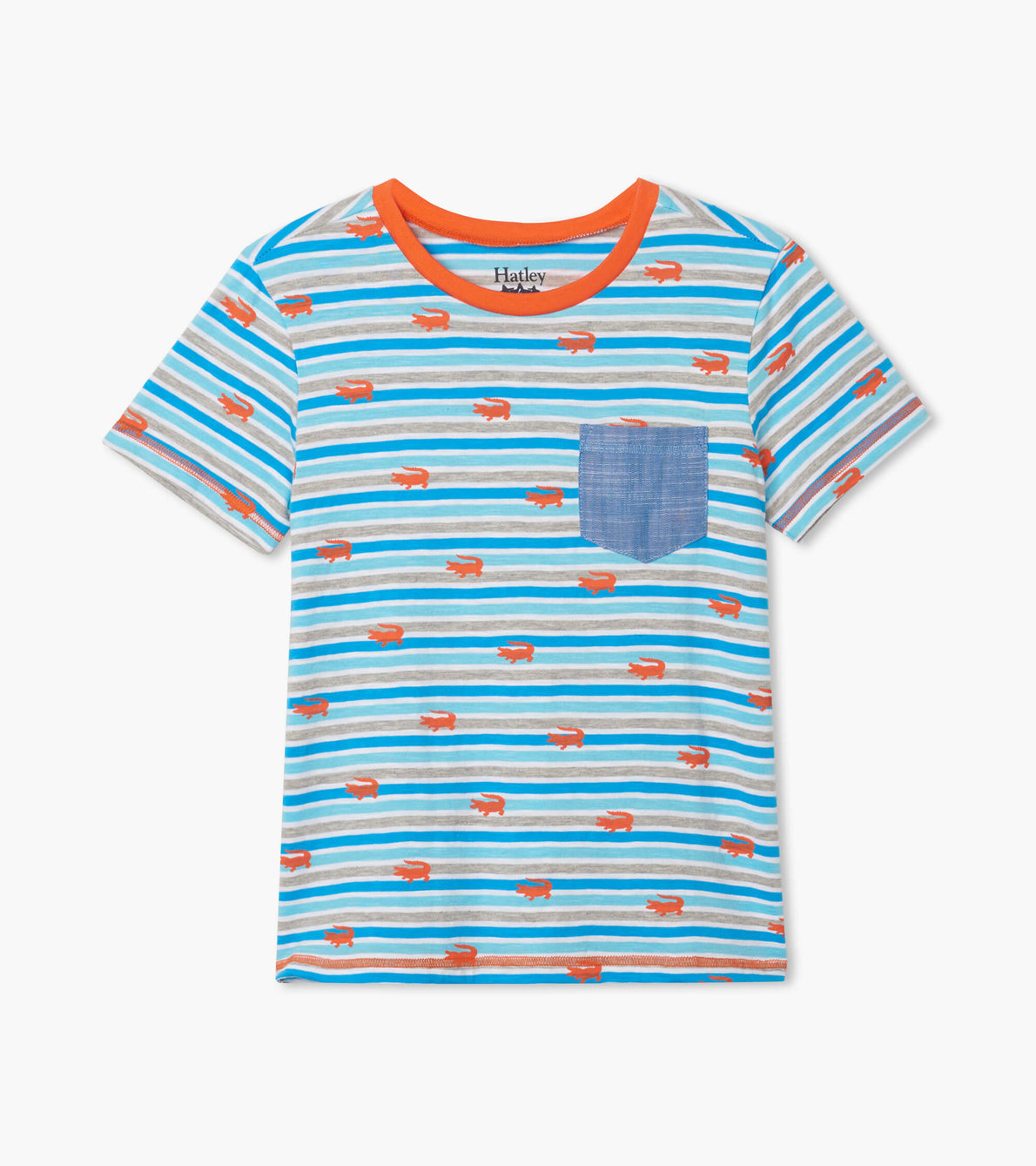 Agrandir l'image de T-shirt à poche sur le devant – Alligators orange