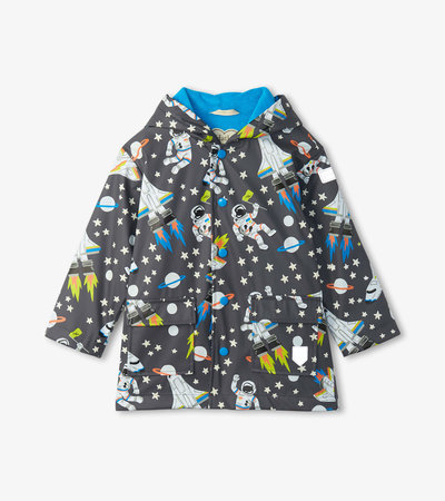 Boys Astronaut Button-Up Rain Jacket