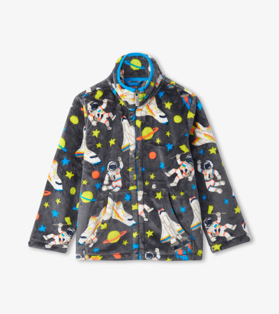 Kid Boy Ombre Leaf Print Zipper Jacket