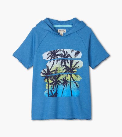 T-shirt à capuchon et à manches courtes raglan – Palmiers