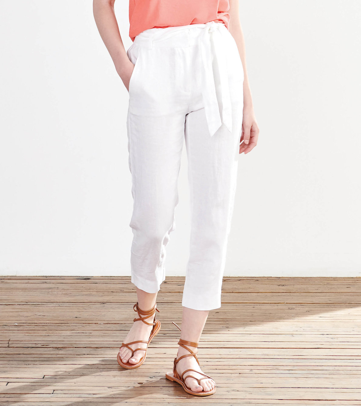 Agrandir l'image de Pantalon à taille froncée – Blanc classique