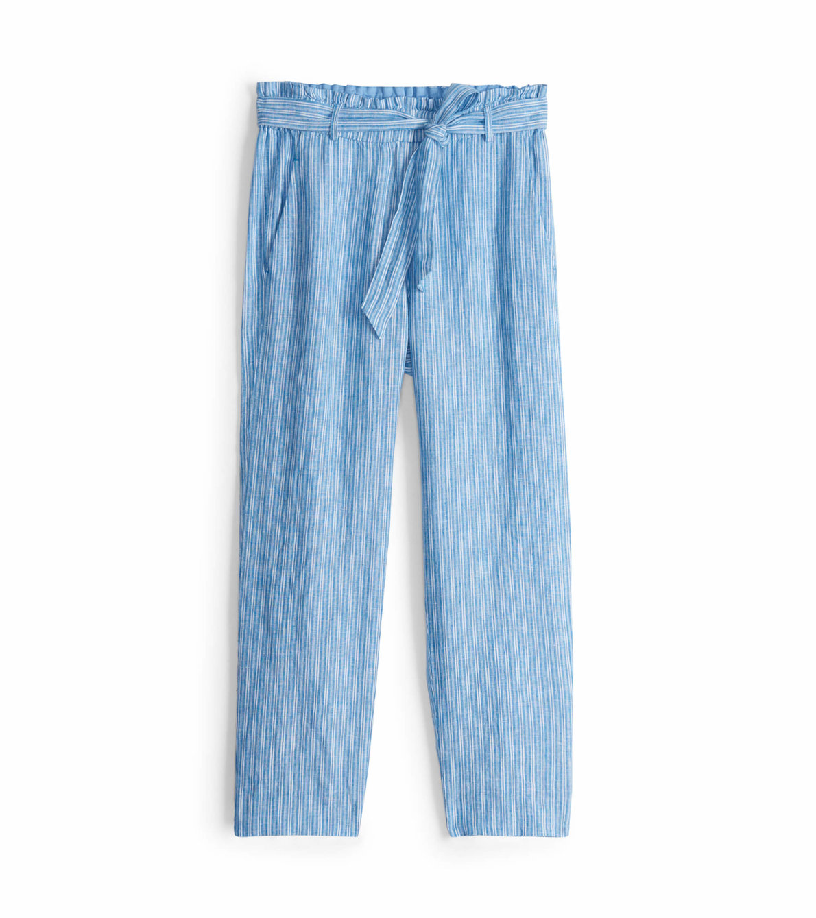 Agrandir l'image de Pantalon à taille froncée – Rayures bleu français