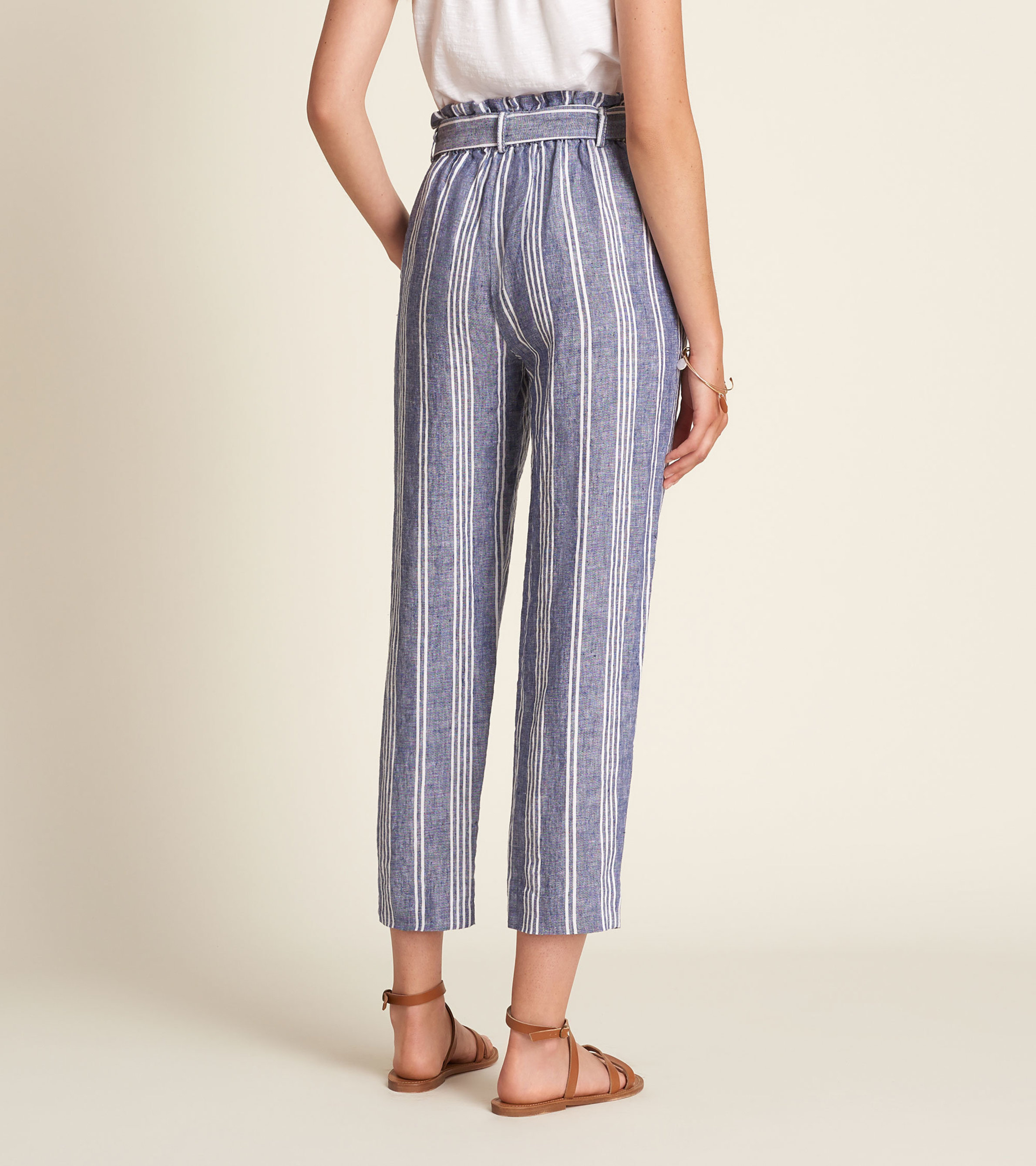 Striped Paper Bag High Waist Pants SPA349B  Style State