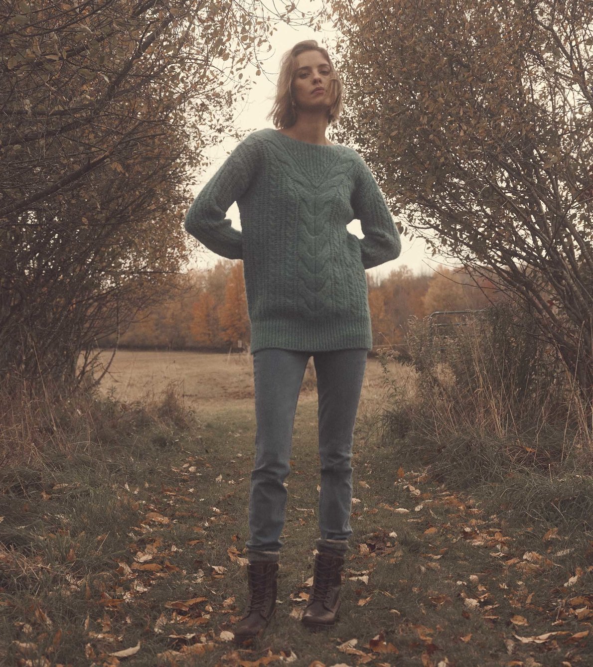 View larger image of Parker Cable Knit Tunic - Aqua Green