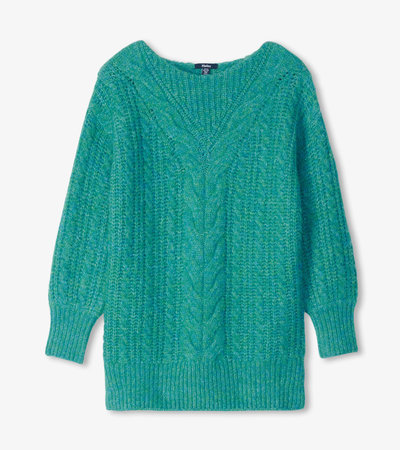 Tunique en tricot torsadé Parker – Vert turquoise