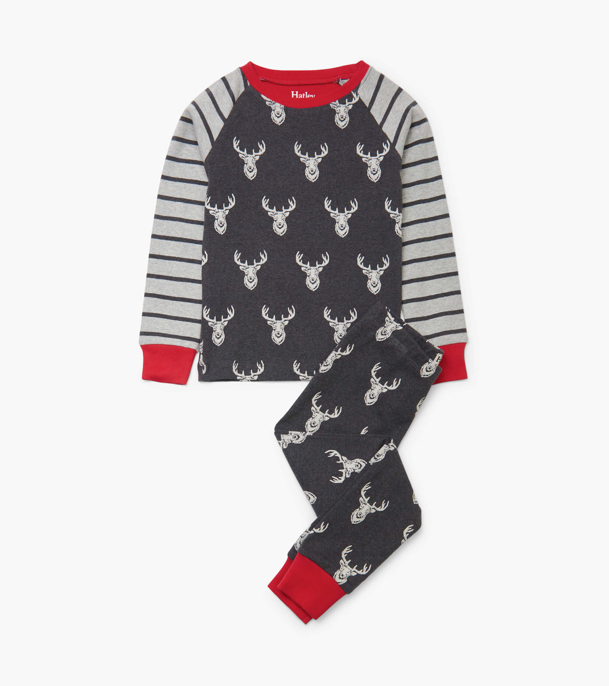 Agrandir l'image de Pyjama en coton biologique avec haut à manches raglan – Figures de cerf