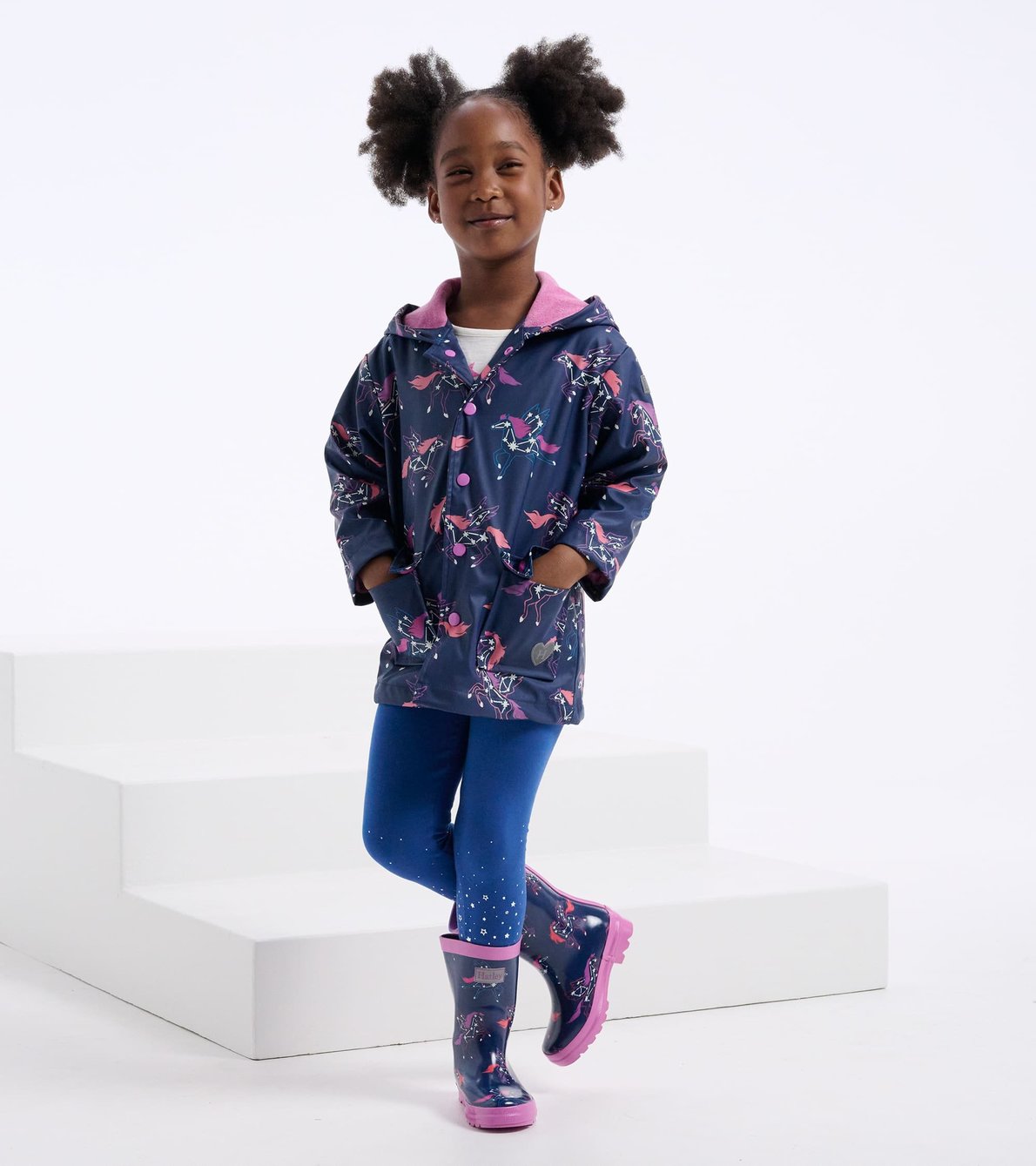 View larger image of Girls Unicorn Constellations Colour Changing Button-Up Rain Jacket