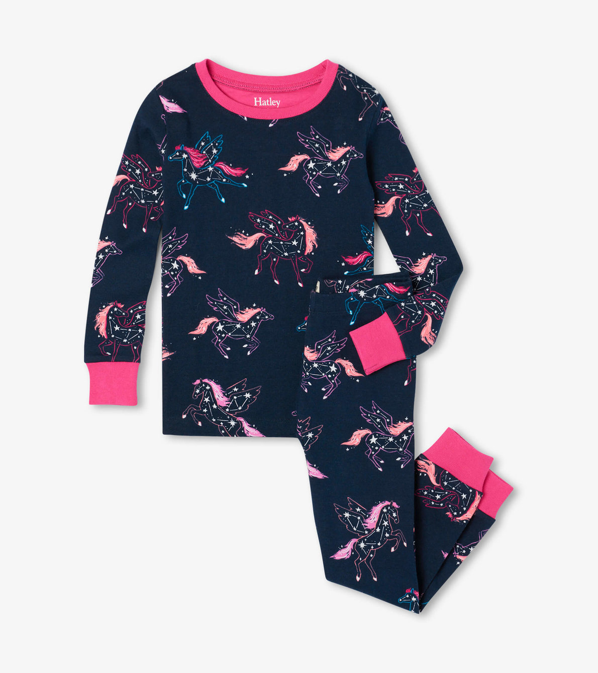Agrandir l'image de Pyjama en coton biologique avec haut à manches raglan pour enfant – Constellations de pégases