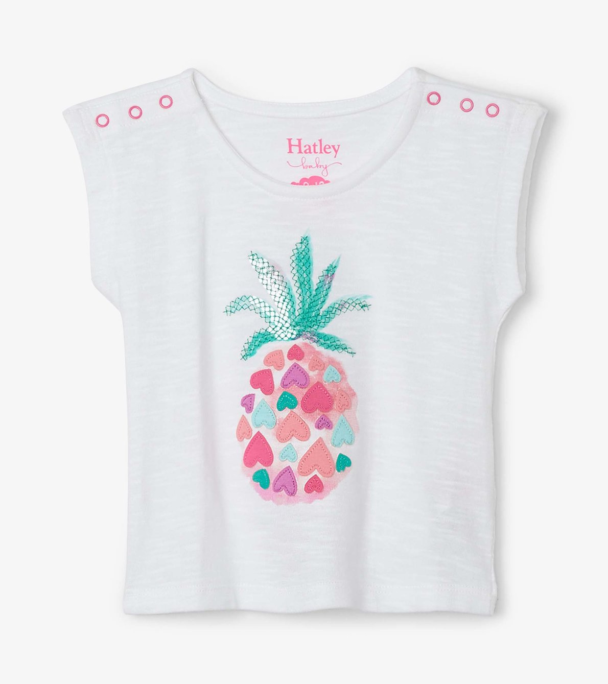 Agrandir l'image de T-shirt pour bébé – Ananas à motifs de cœurs