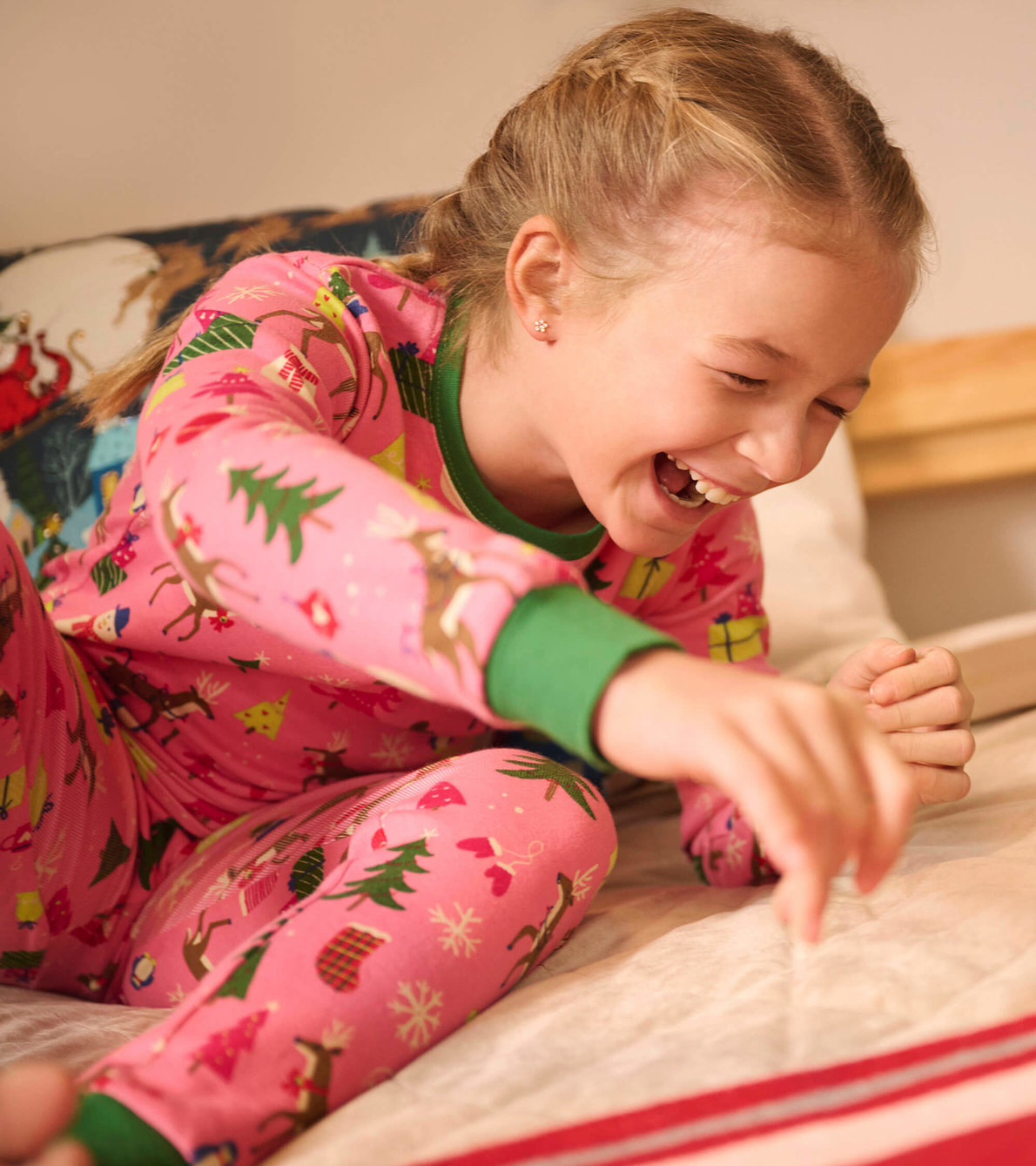 View larger image of Pink Christmas Kids Organic Cotton Pajama Set