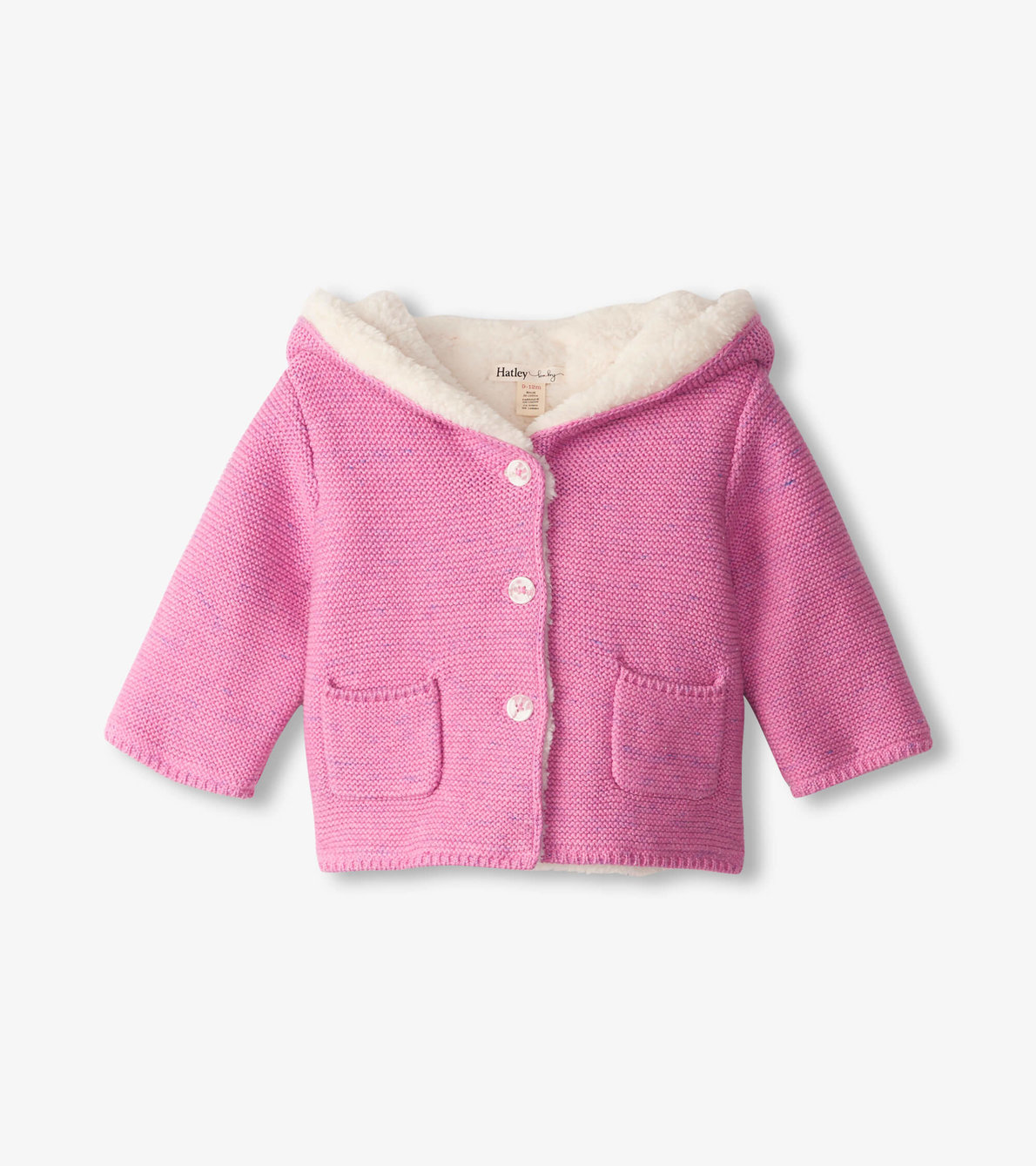 View larger image of Pink Melange Sherpa Lined Baby Sweater