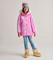 Pink Star Kids Puffer Jacket Hatley - US