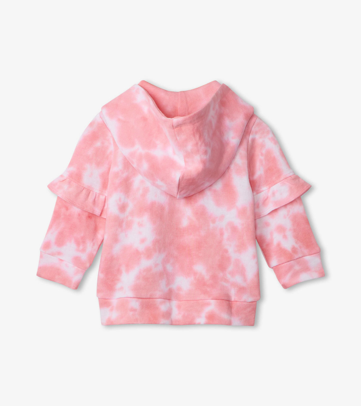 Agrandir l'image de Veste à capuchon à manches volantées pour bébé – Imprimé rose blanchi
