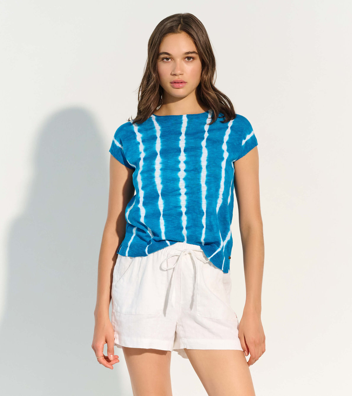 Agrandir l'image de T-shirt en tricot Piper – Bleu Mykonos