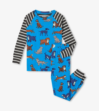 Pyjama en coton biologique avec haut à manches raglan pour enfant – Chiots enjoués