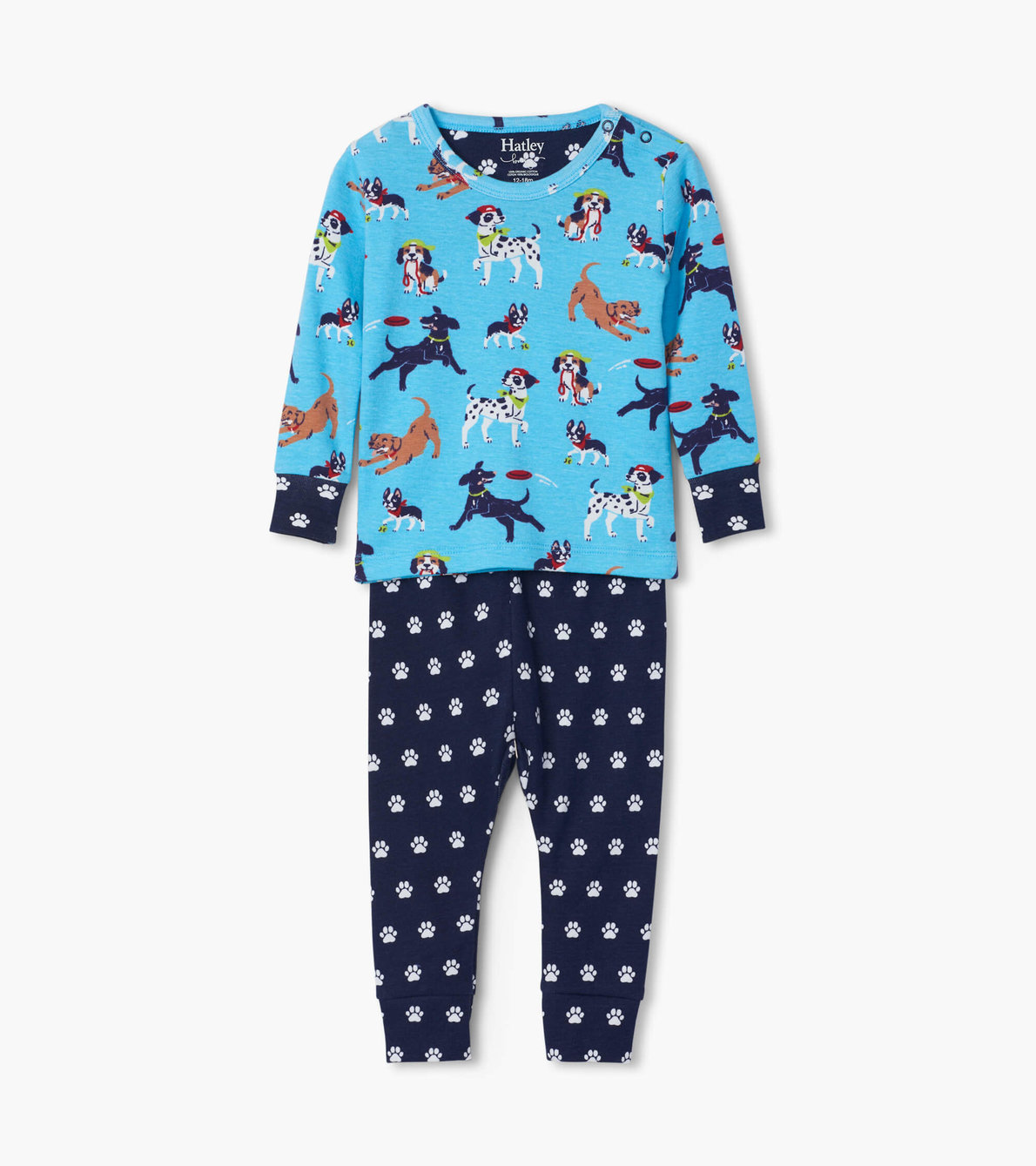 Agrandir l'image de Pyjama en coton biologique pour bébé – Chiots espiègles 