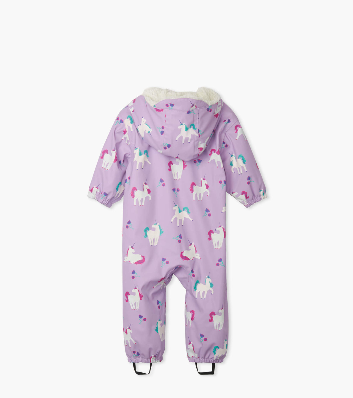 Agrandir l'image de Combinaison matelassée à couleur changeante doublée en sherpa pour bébé – Licornes enjouées