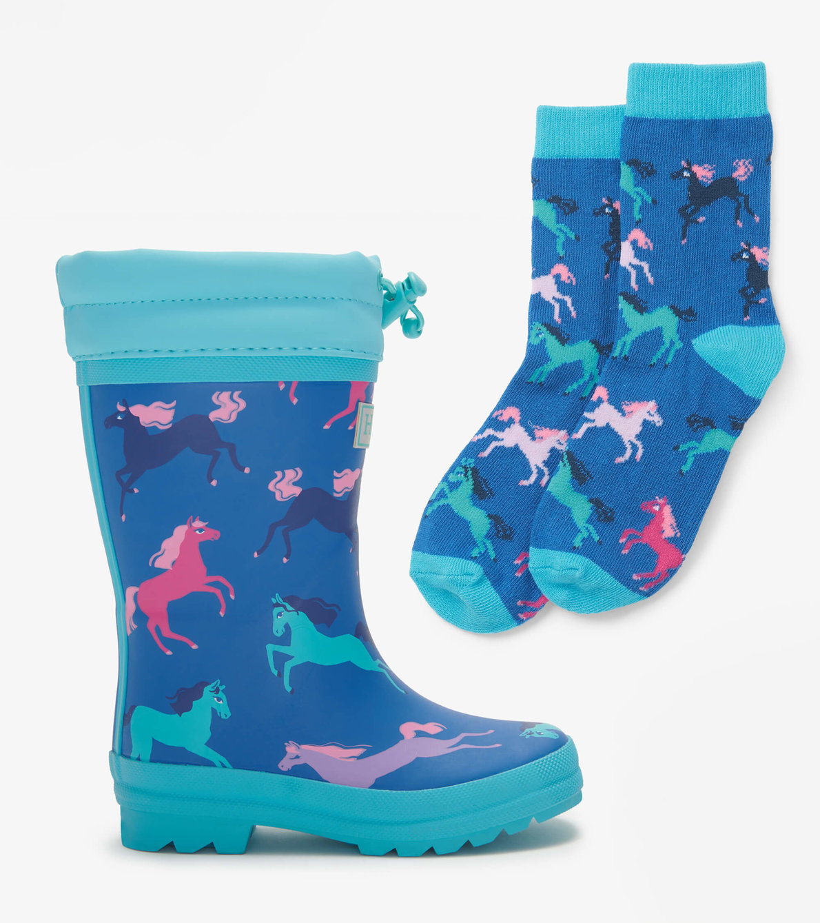 View larger image of Prancing Horses Sherpa Lined Kids Rain Boots