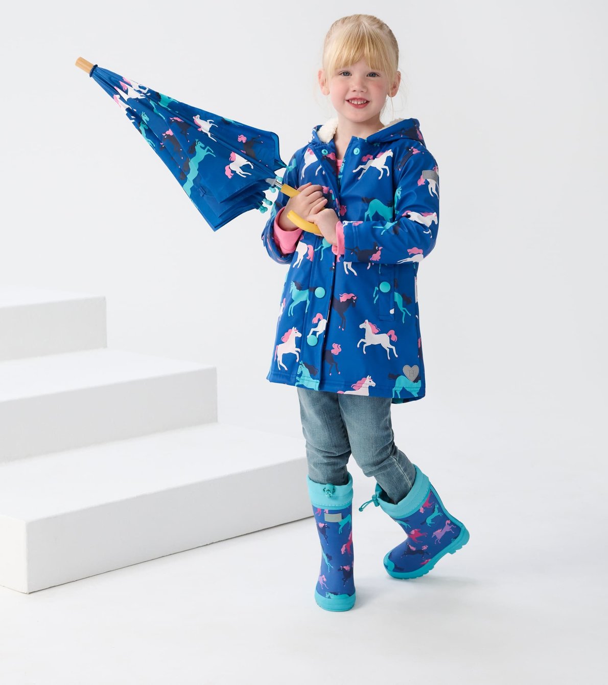 View larger image of Prancing Horses Sherpa Lined Kids Rain Boots