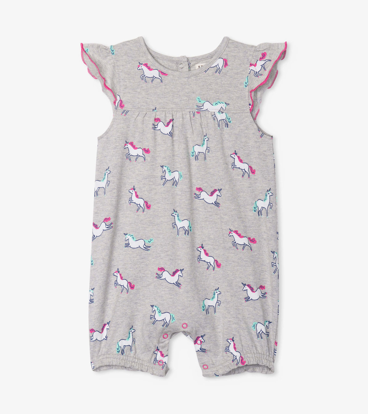 View larger image of Prancing Unicorns Baby Flutter Sleeve Romper