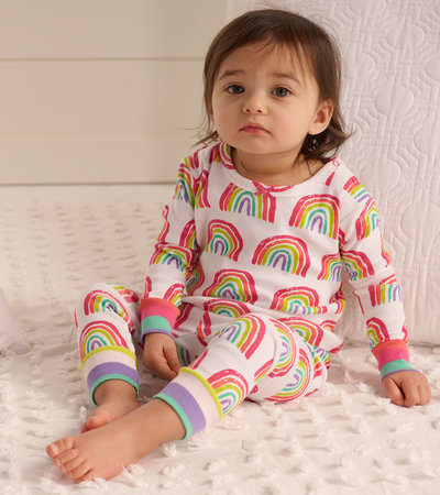 Pyjama à manches longues en coton biologique pour bébé – Jolis arcs-en-ciel