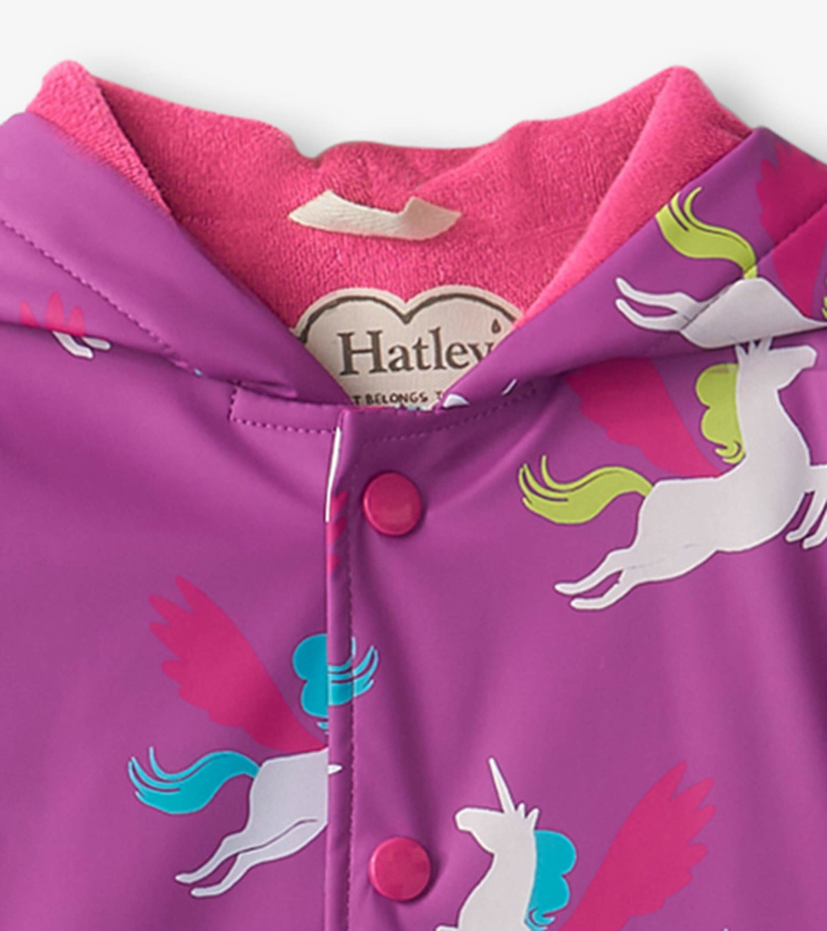 View larger image of Girls Pretty Unicorn Colour Changing Button-Up Raincoat