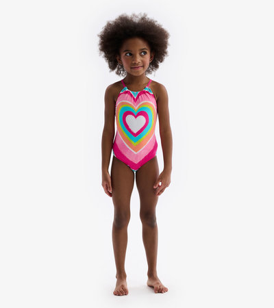 Psychedelic Heart Gather Front Swimsuit