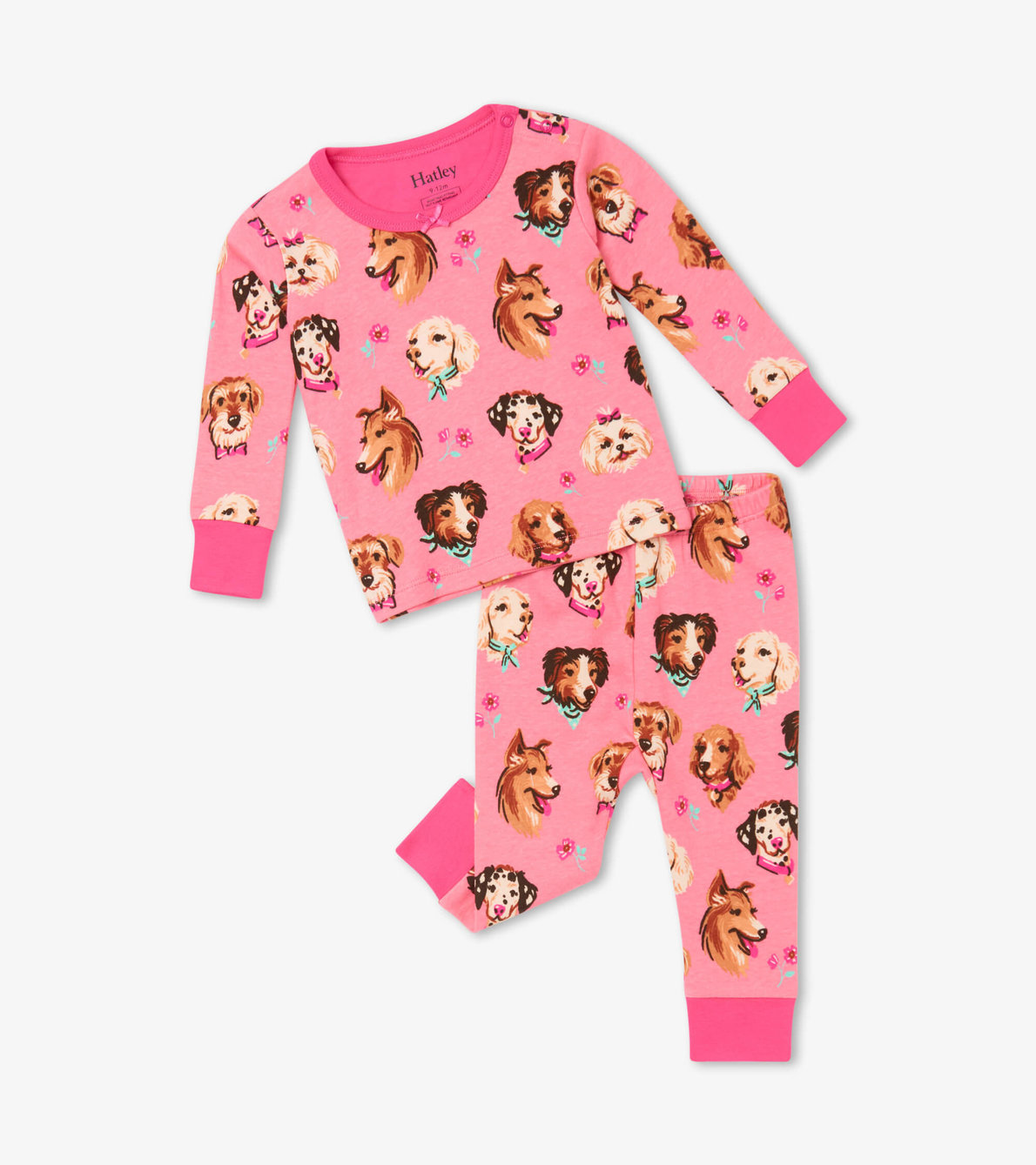 Agrandir l'image de Pyjama à manches longues en coton biologique pour bébé – Portraits de chiots