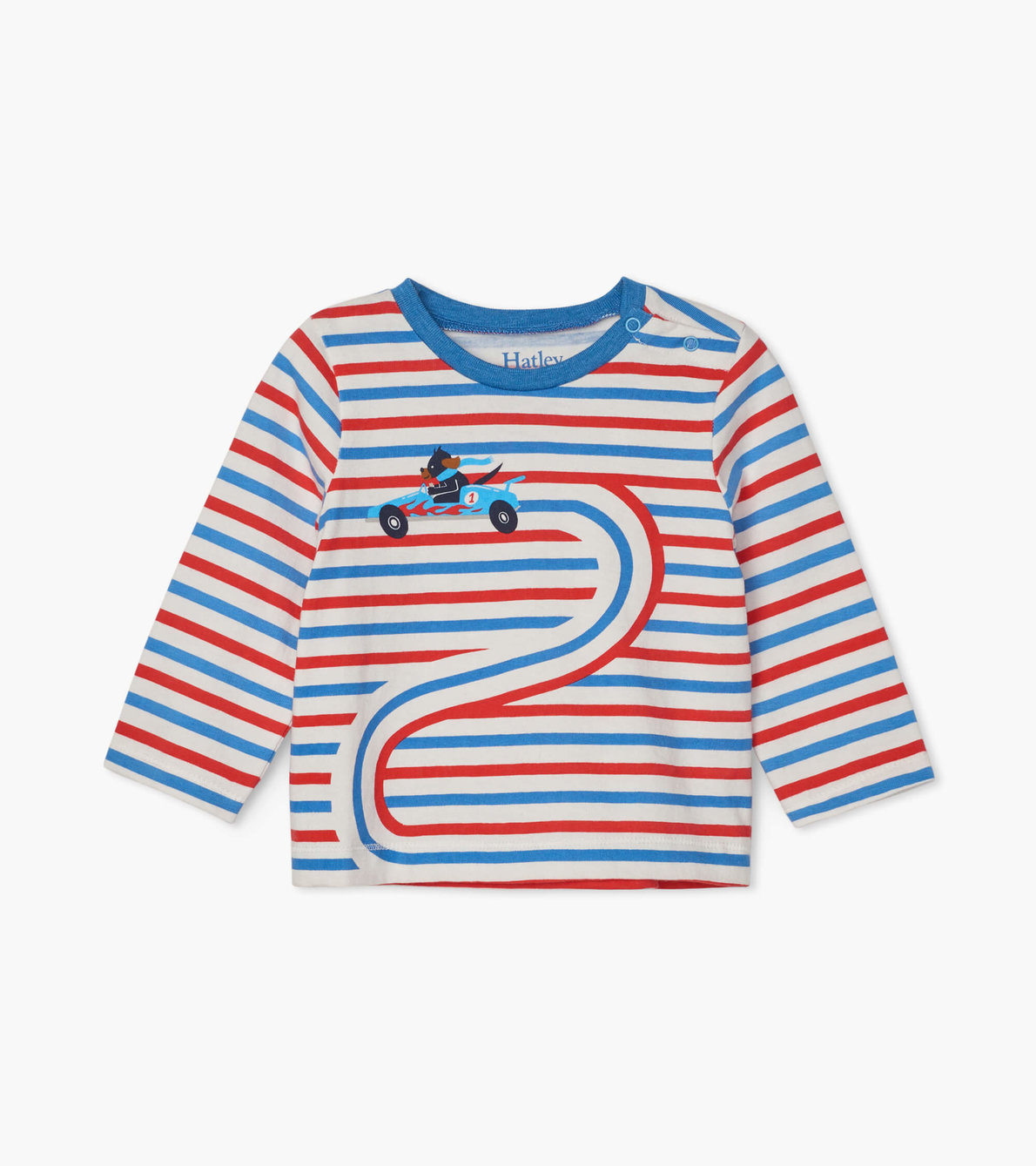 Agrandir l'image de T-shirt à manches longues pour bébé – Chiot en voiture de course