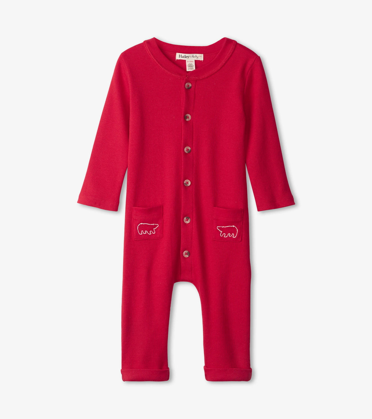 View larger image of Racing Red Plush Baby Henley Romper