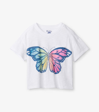 Rainbow Butterfly Front Pocket Boxy Tee