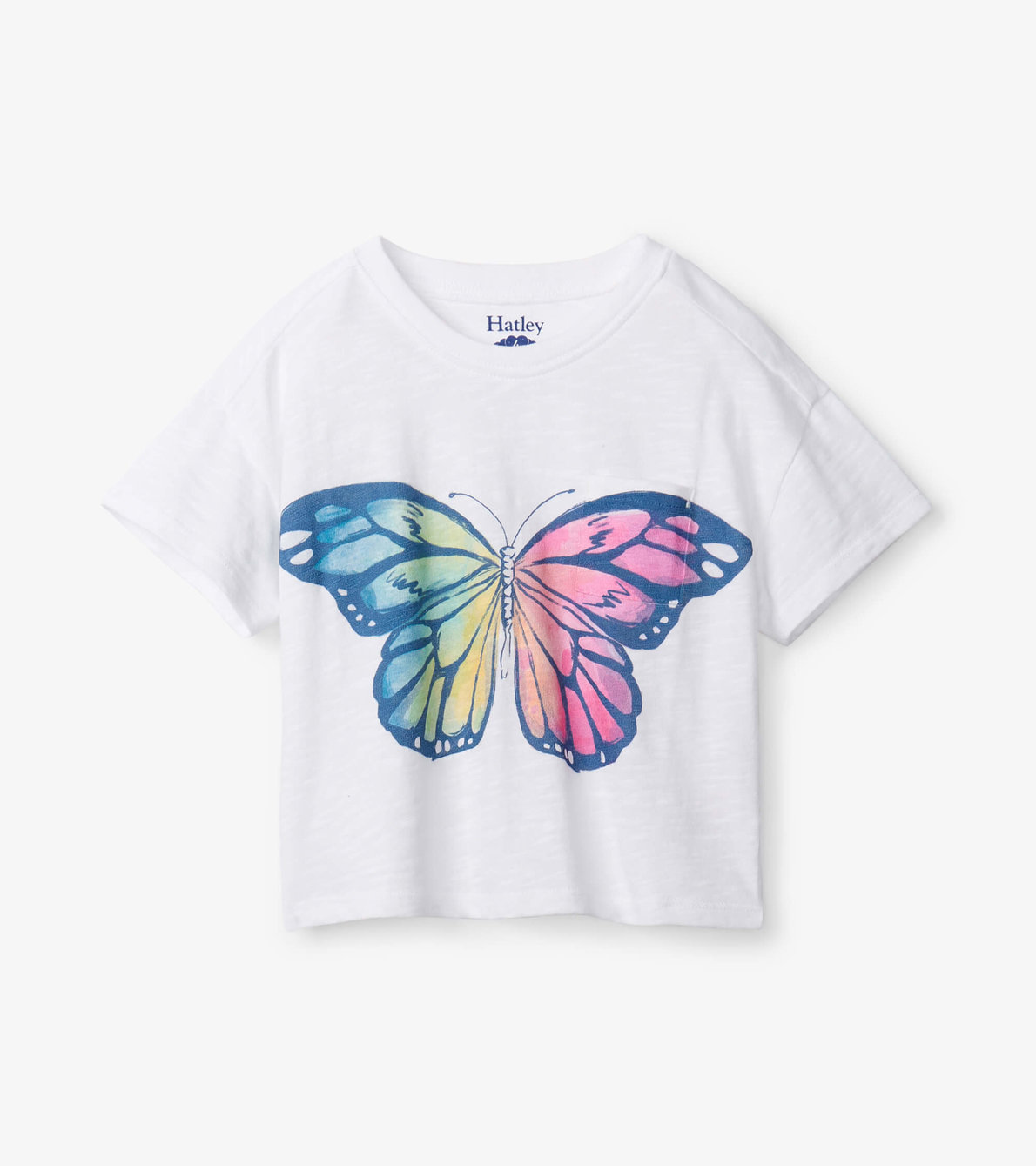 Agrandir l'image de T-shirt à coupe droite avec poche sur le devant – Papillon multicolore