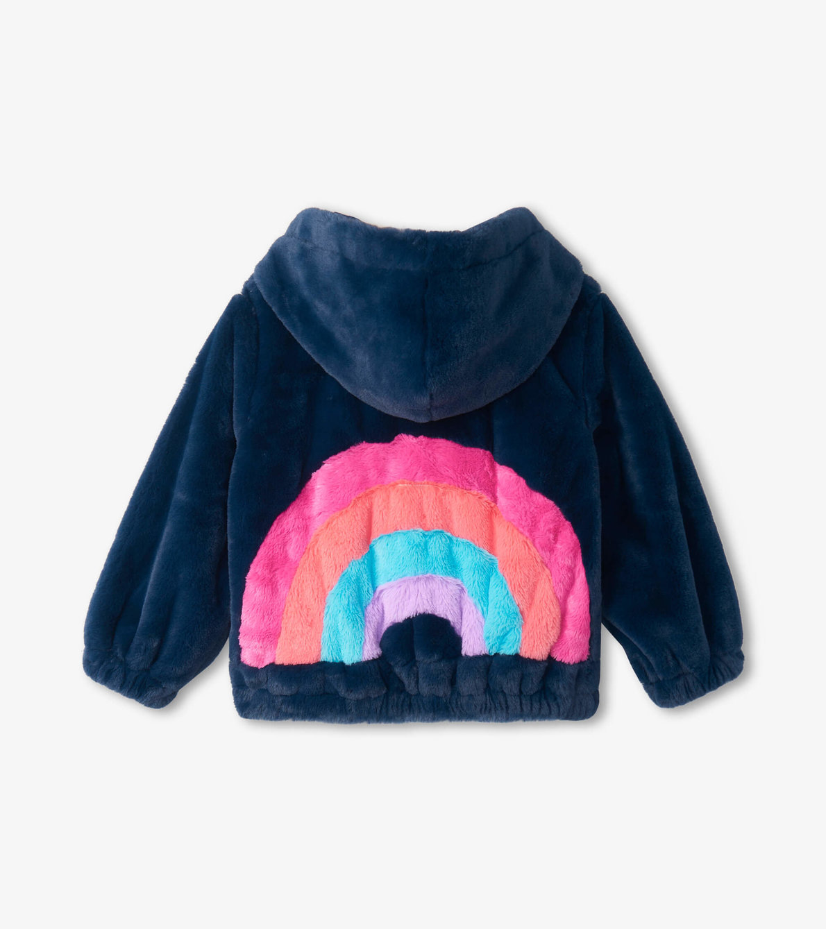 View larger image of Rainbow Faux Fur Satin Lined Bomber Jacket