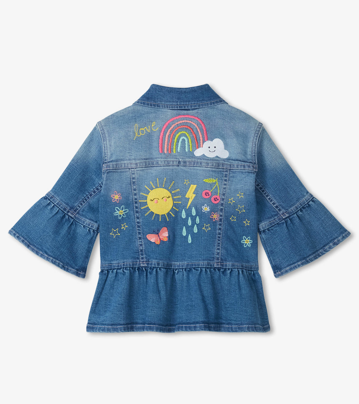 View larger image of Rainbow Heart Ruffle Denim Jacket