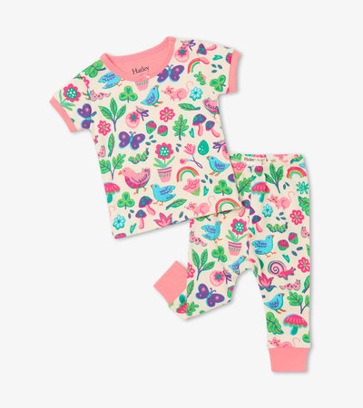 Pyjama à manches courtes en coton biologique pour bébé – Parc coloré