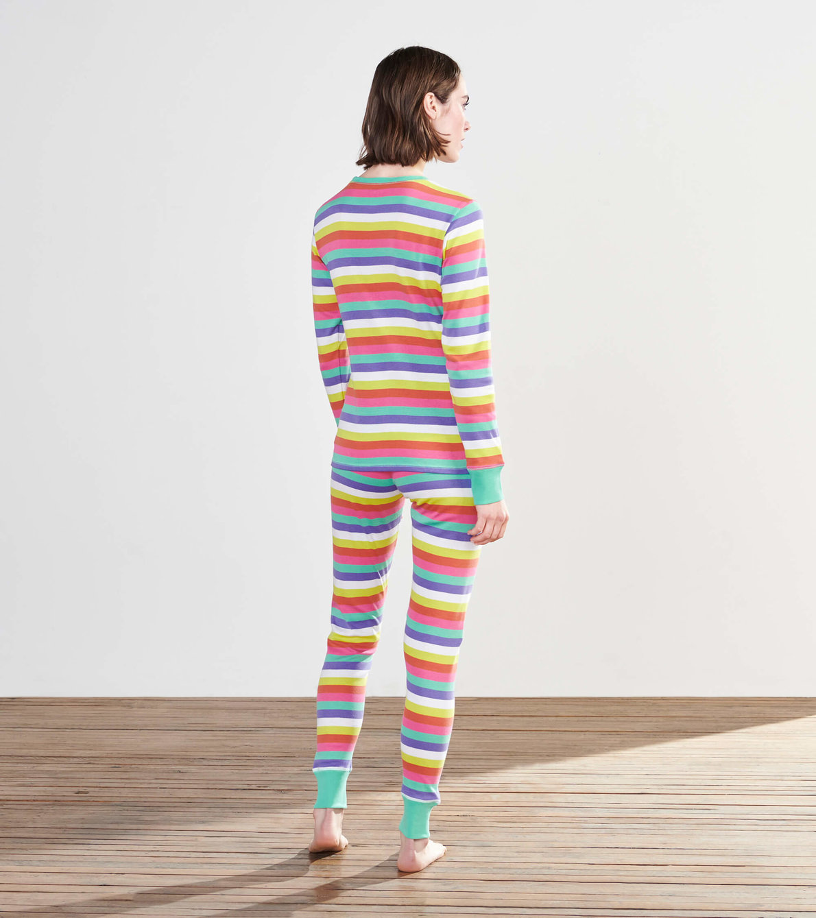 Agrandir l'image de Pyjama en coton biologique pour femme – Rayures arc-en-ciel