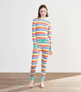 Pyjama en coton biologique pour femme – Rayures arc-en-ciel