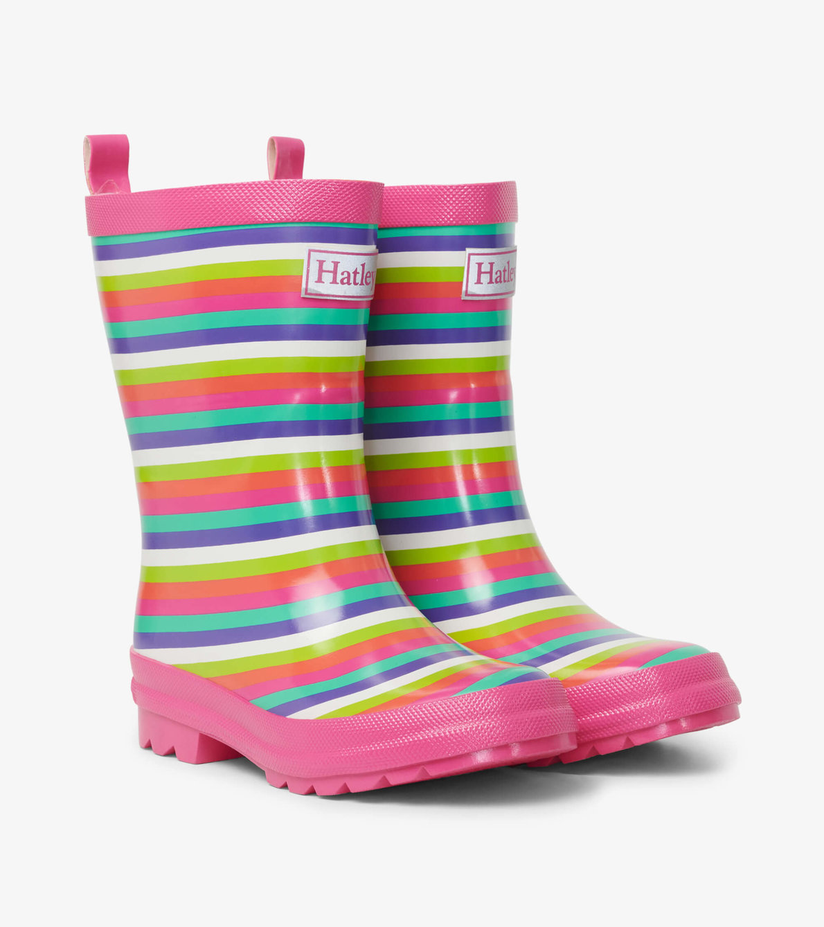 View larger image of Rainbow Stripes Shiny Wellies