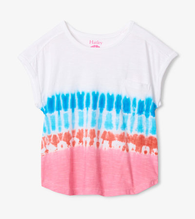 T-shirt à coupe décontractée – Imprimé arc-en-ciel teint par nœud